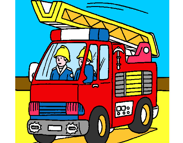 Disegno Camion dei Pompieri  pitturato su amir
