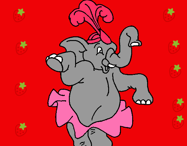 Disegno Elefante che balla  pitturato su coccinella