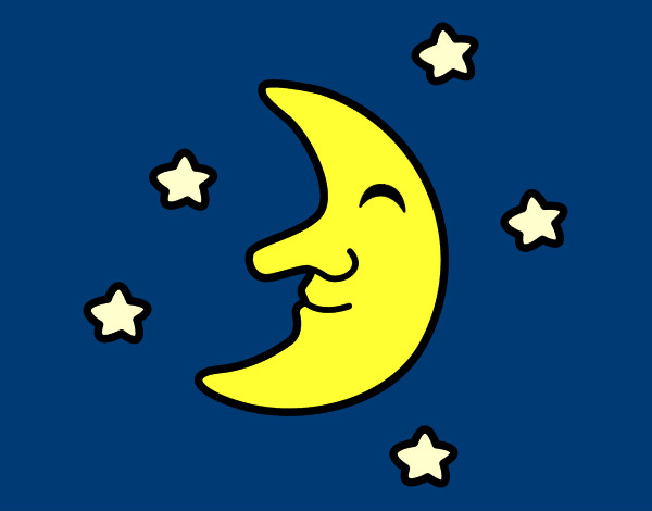 Disegno Luna con stelle pitturato su Giadi