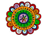 Disegno Mandala felice pitturato su zbencio