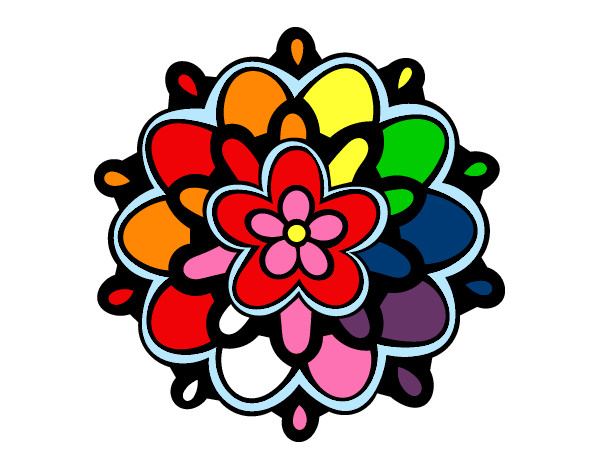 Disegno Mandala un fiore pitturato su zbencio