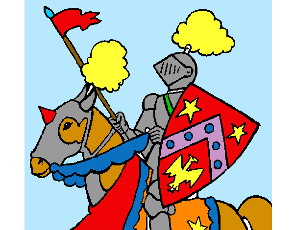 Disegno Cavaliere a cavallo pitturato su asuperbi