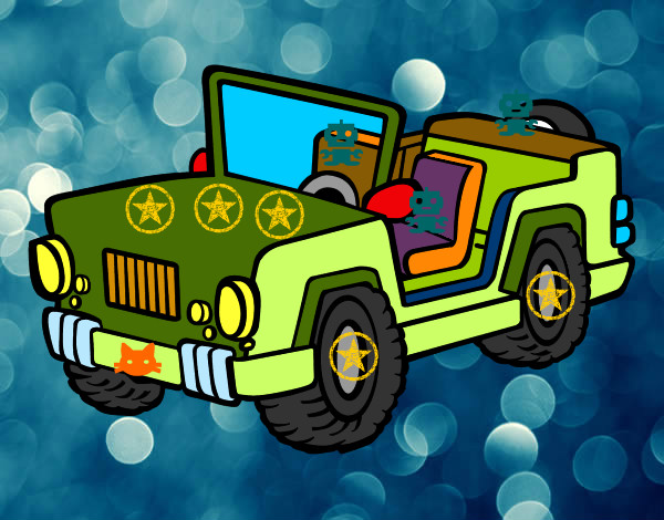 Disegno Jeep pitturato su midi