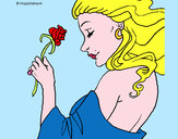 Disegno Principessa con una rosa pitturato su ale04