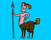 Disegno Centauro con la lancia pitturato su Monci