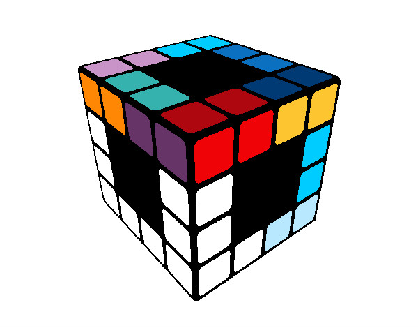 Disegno Cubo di Rubik pitturato su Monci
