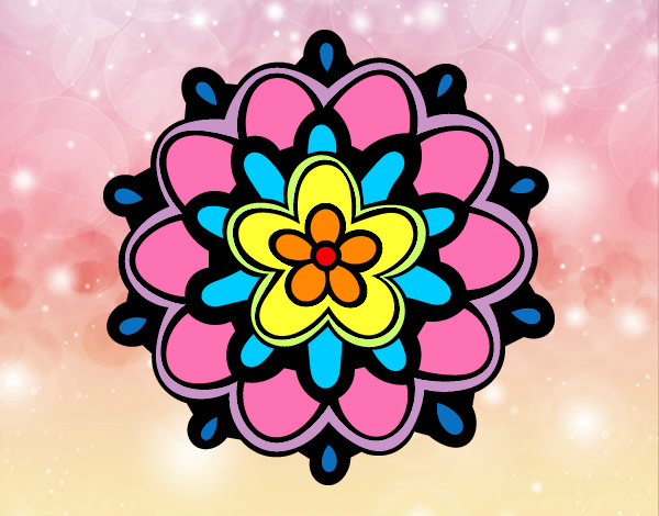 Disegno Mandala un fiore pitturato su ale04