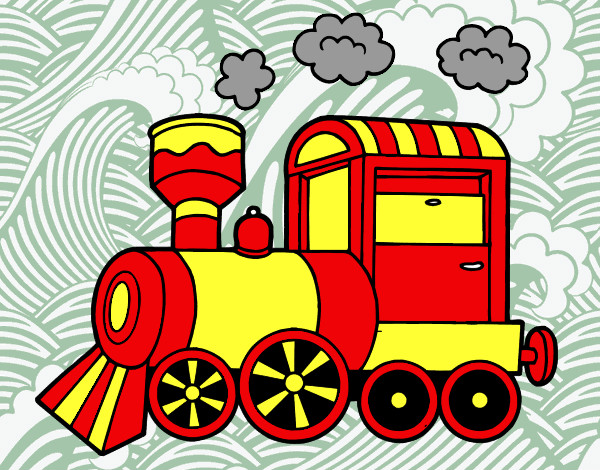 Disegno Locomotiva a vapore pitturato su christophe