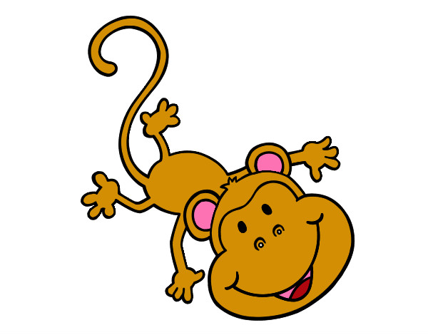 Disegno Scimmia adorabile pitturato su assunta