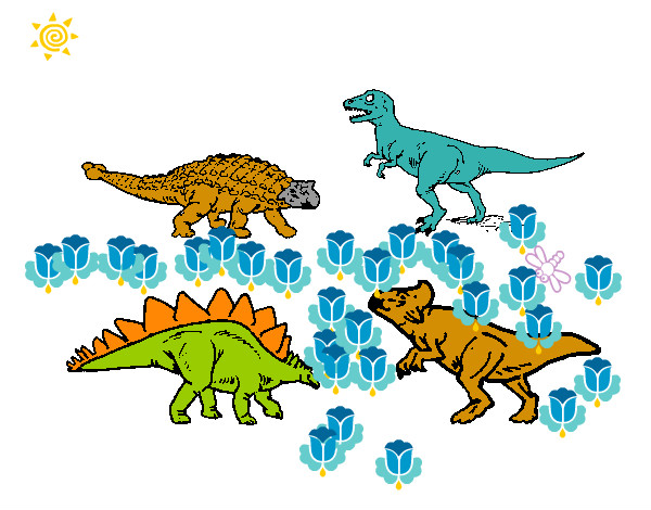 Disegno Dinosauri di terra  pitturato su elisaarnau