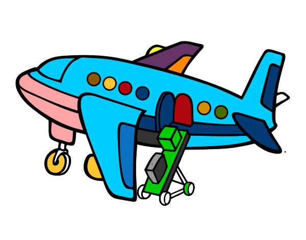 Disegno Aeroplano trasporto bagaglio pitturato su jacopoegem