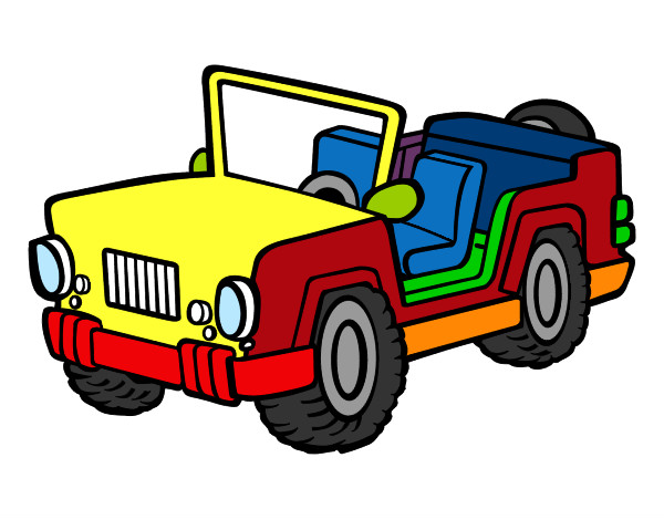Disegno Jeep pitturato su silvietta