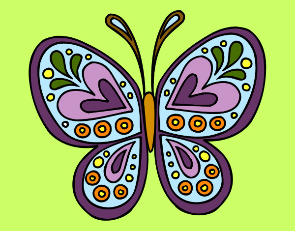 Disegno Mandala farfalla pitturato su dudu