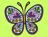 Disegno Mandala farfalla pitturato su dudu