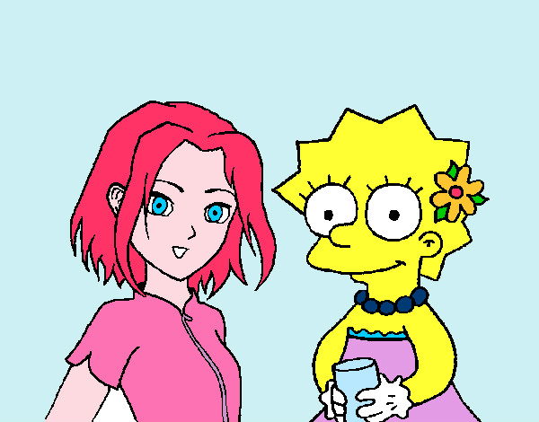 Disegno Sakura e Lisa pitturato su ale04