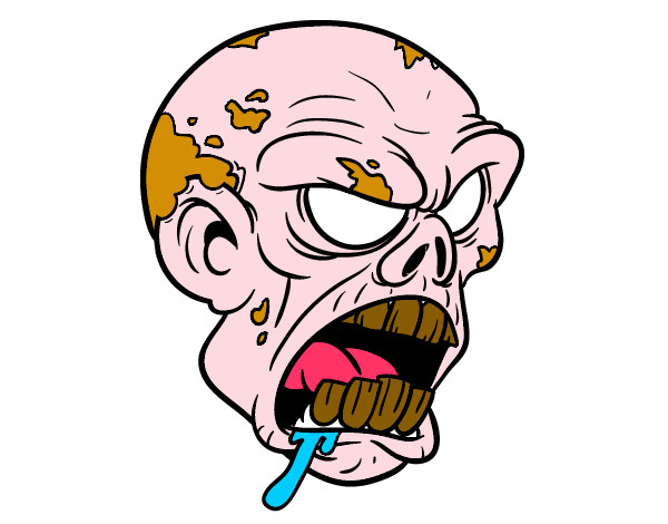 Disegno Testa di zombie pitturato su simohaje