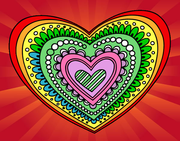 Disegno Mandala cuore pitturato su lauret