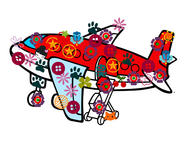 Disegno Aeroplano trasporto bagaglio pitturato su lucia81