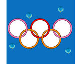 Disegno Anelli dei giochi olimpici  pitturato su nemi