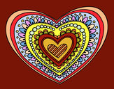 Disegno Mandala cuore pitturato su cadriana