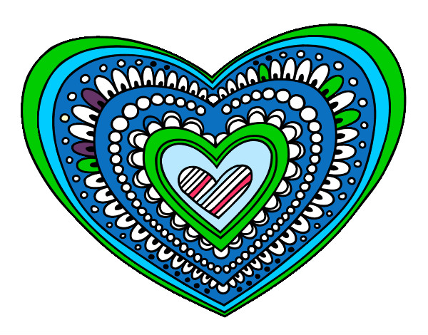 Disegno Mandala cuore pitturato su emmab