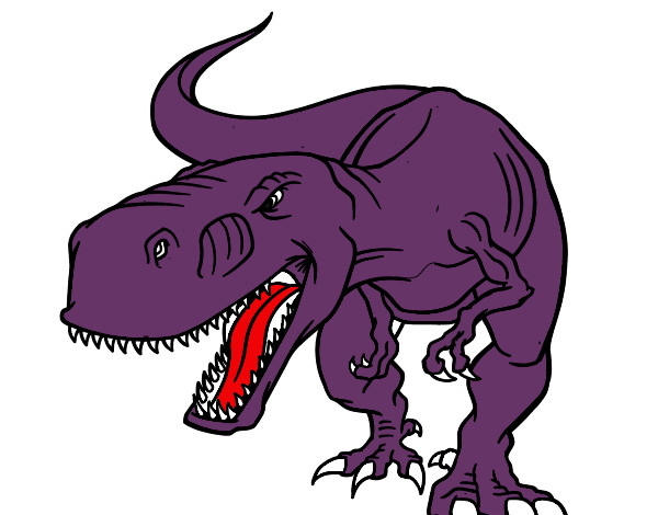 Disegno Tyrannosaurus Rex arrabbiata pitturato su prosciutto