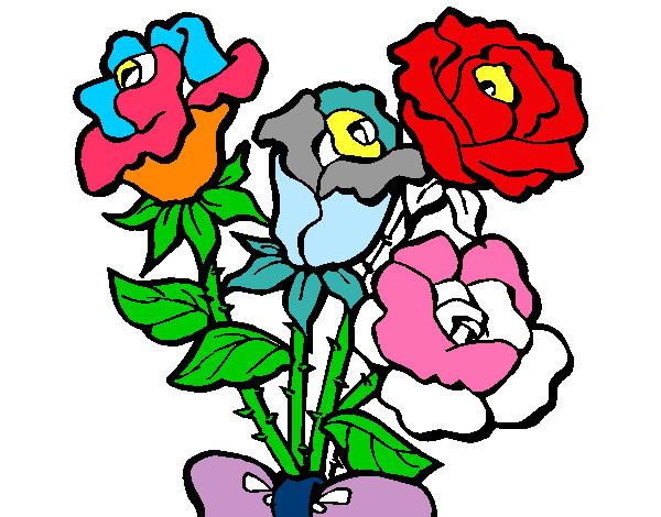 Disegno Mazzo di rose  pitturato su gabrieli