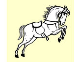 Disegno Cavallo che salta con una sedia  pitturato su 2mlab