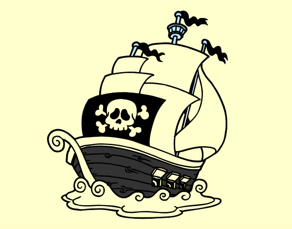 Disegno Nave dei pirati pitturato su Gabrieley