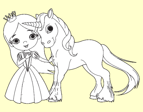Disegno Principessa e unicorno pitturato su 2mlab