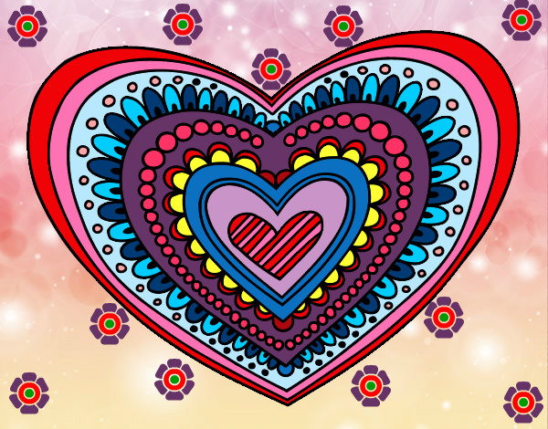 Disegno Mandala cuore pitturato su gursi 