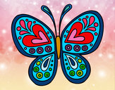 Disegno Mandala farfalla pitturato su gursi 