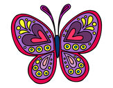 Disegno Mandala farfalla pitturato su sakura2