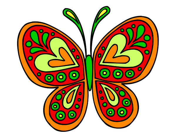 Disegno Mandala farfalla pitturato su sakura2