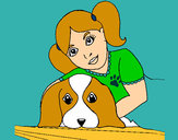 Disegno Bambina che abbraccia il suo cagnolino  pitturato su Teopolpy