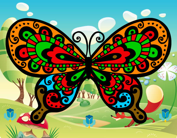Disegno Farfalla bella pitturato su Teopolpy