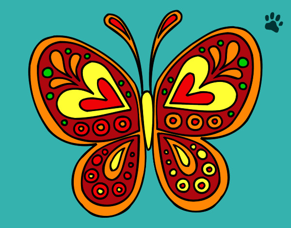 Disegno Mandala farfalla pitturato su Teopolpy