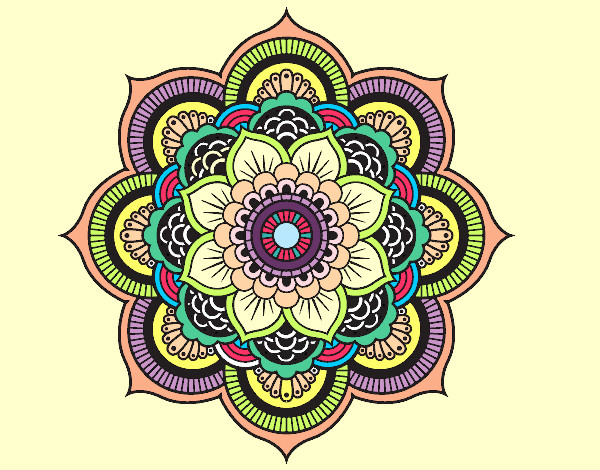 Disegno Mandala fiore orientale pitturato su ange11