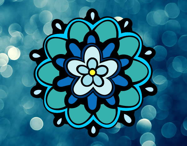 Disegno Mandala un fiore pitturato su marco04
