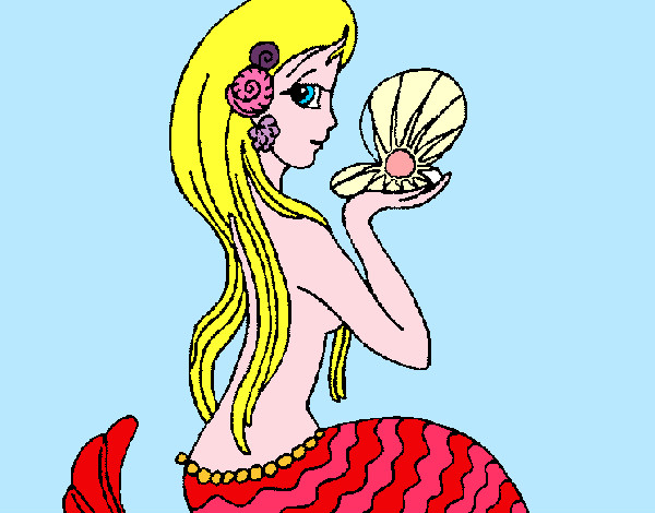 Disegno Sirena e perla  pitturato su ale04