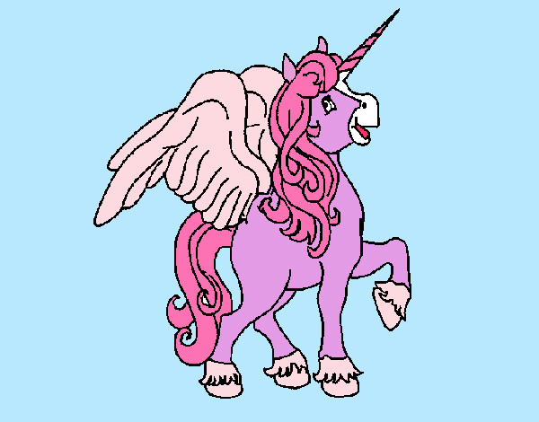 Disegno Unicorno con le ali  pitturato su ale04