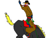 Disegno Cowboy a cavallo  pitturato su ChiccoR