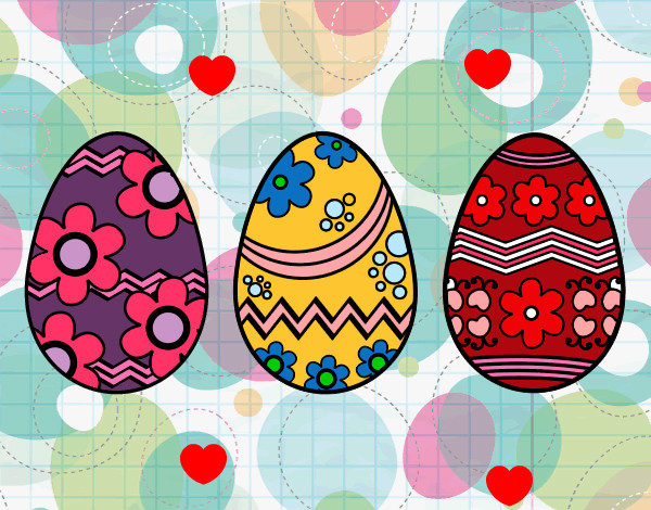Disegno Tre uovo di Pasqua pitturato su Beatrice20