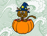 Disegno Gattino di Halloween pitturato su STAN