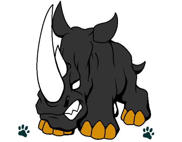 Disegno Rinoceronte II pitturato su STAN