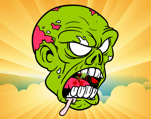 Disegno Testa di zombie pitturato su STAN
