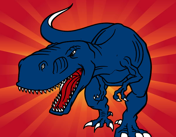 Disegno Tyrannosaurus Rex arrabbiata pitturato su STAN