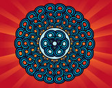 Disegno Mandala intrecciato pitturato su mick