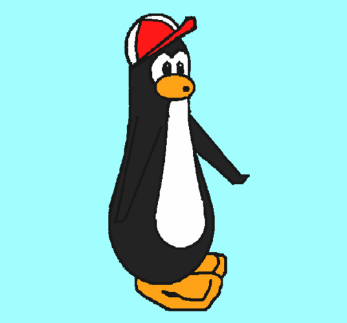 Disegno Pinguino con il berretto pitturato su violeetta1
