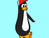 Disegno Pinguino con il berretto pitturato su violeetta1